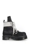 Rick Owens X Dr. Martens Quad Sole Steel Toe Leather Ankle Boots In Black