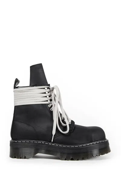 RICK OWENS DR. MARTENS QUAD SOLE STEEL TOE BOOTS