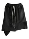 Rick Owens Dracca Drawstring Asymmetric Mini Skirt In Brown