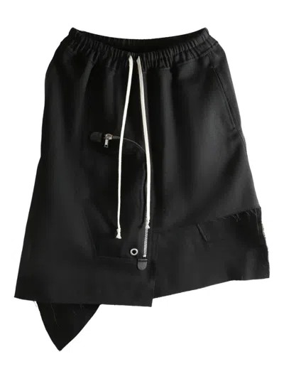 Rick Owens Dracca Drawstring Asymmetric Mini Skirt In Brown