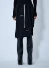 Rick Owens Womens Black Dracca Asymmetric-hem Wool Midi Skirt In Black
