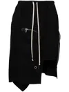 Rick Owens Womens Black Dracca Asymmetric-hem Wool Midi Skirt In Black