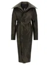 Rick Owens Dracucollar Belted Leather Coat In Black