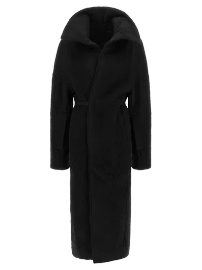 Rick Owens Wool Viscose Belted Fitted Jacket In Black