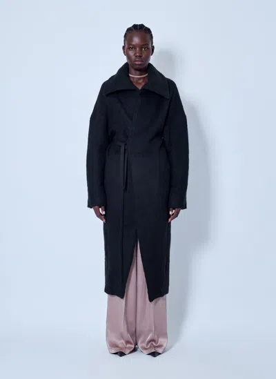 Rick Owens Dracucollar Belted Coat In Blue