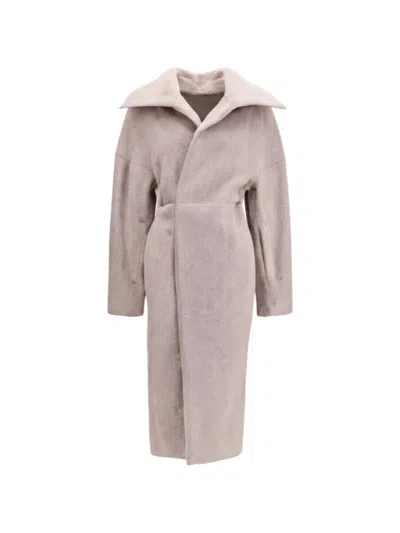 Rick Owens Dracucollar Belted Alpaca And Virgin Wool-blend Coat In Pink