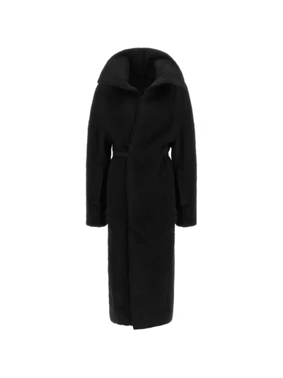 Rick Owens Wool Viscose Belted Fitted Jacket In Black