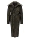 Rick Owens Dracucollar Belted Leather Coat In Brown