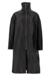Rick Owens Dracucollar Fold-neck Zip-front Leather Coat In Black