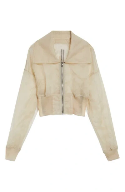 Rick Owens Dracucollar Crop Tulle Bomber Jacket In Brown
