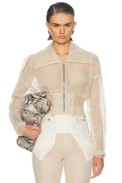 Rick Owens Dracucollar Cropped Bomber Jacket In Gray
