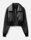 Rick Owens Cropped-lederjacke Mit Reissverschluss In Black