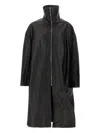 Rick Owens Dracucollar Fold-neck Zip-front Leather Coat In Black