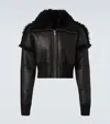 Rick Owens Dracucollar Shearling-lined Leather Jacket In Black