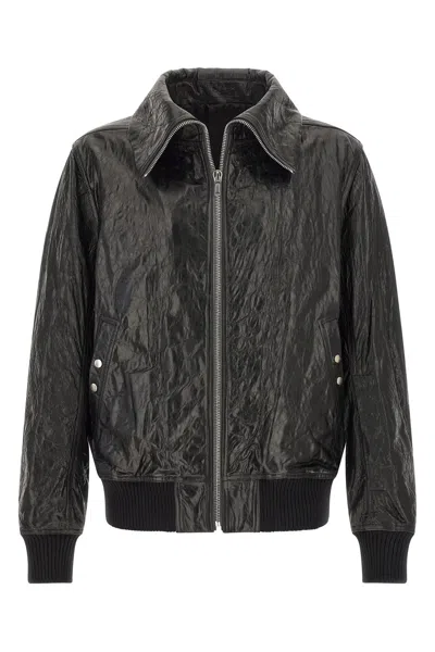 Rick Owens Dracuflight High Collar Bomber Jacket In Black
