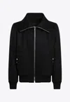 Rick Owens Black Rain Bomber Jacket With High Neck And Functional Pockets In Black