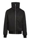 Rick Owens Black Rain Bomber Jacket With High Neck And Functional Pockets In Black