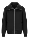 Rick Owens Black Rain Bomber Jacket With High Neck And Functional Pockets In Black