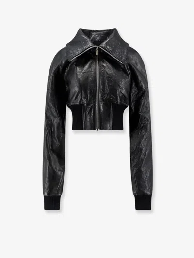 Rick Owens Dracuflight Cropped Leather Jacket In Black