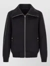 Rick Owens Black Rain Bomber Jacket With High Neck And Functional Pockets In Black