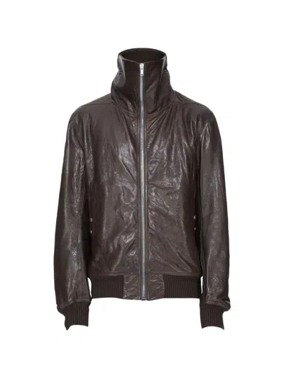 Rick Owens Dracuflight Grease Leather Bomber In Black