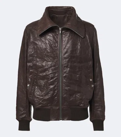Rick Owens Dracuflight Leather Blouson Jacket In Brown