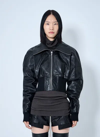 Rick Owens Dracuflight Textured-leather Jacket In Black