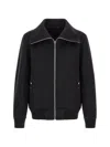 Rick Owens Black Rain Bomber Jacket With High Neck And Functional Pockets In Black