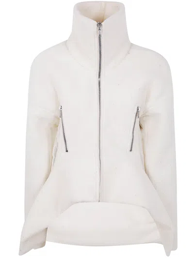 Rick Owens Funnel-neck Zip-up Jacket In White
