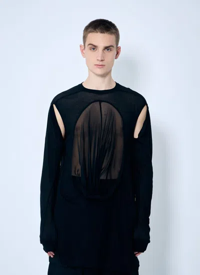 Rick Owens Draped Crewneck T-shirt Asymmetrical Hem In Black