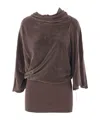 Rick Owens Draped Cowl-neck Top In Brown