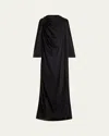 Rick Owens Drape Pleated Gown In Black
