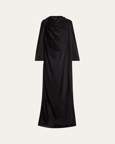 Rick Owens Drape Pleated Gown In Black