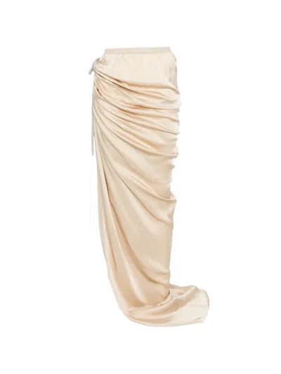 Rick Owens Draped Asymmetric Maxi Skirt In Gold