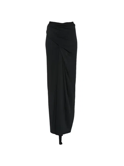 Rick Owens Draped Asymmetric Skirt In Black