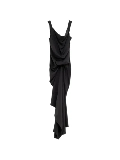 Rick Owens Draped Asymmetrical Dress In Black