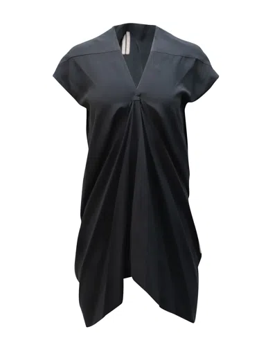Rick Owens Draped Asymmetrical Midi Dress In Black Cupro