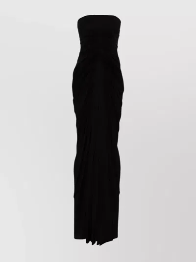 Rick Owens Draped Back Strapless Gown In Black
