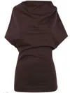 Rick Owens Draped Short-sleeved Top In Brown