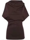 Rick Owens Draped Short-sleeved Top In Mahogany