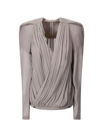 Rick Owens Draped Blouse In Neutral