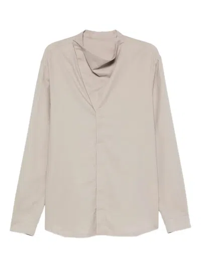 Rick Owens Draped Buttoned Shirt In Brown