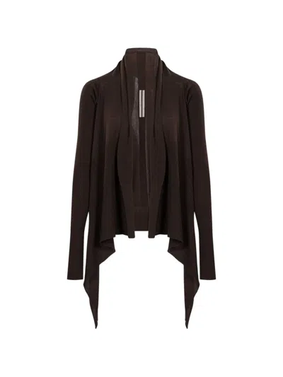 Rick Owens Draped Cardigan In Brown