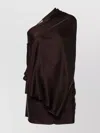 Rick Owens Draped Collar One-shoulder Top In Brown