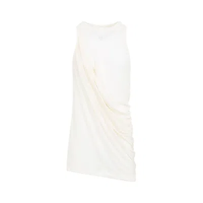 Rick Owens Draped Cotton Sleeveless Top In Neutral Palette In White