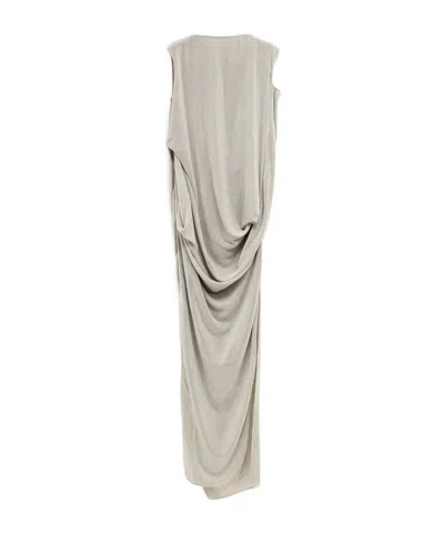 Rick Owens Draped Cowl-neck Asymmetrical Dress In White