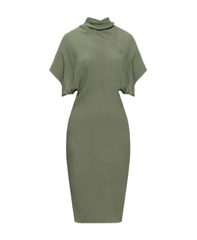 Rick Owens Draped Cowl-neck Dress In Green