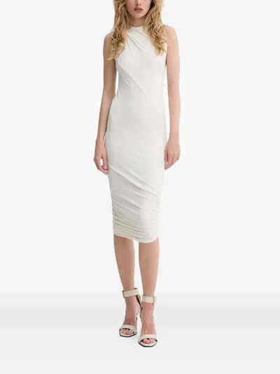 Rick Owens Draped Cowl-neck Midi Dress In White