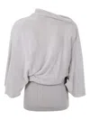 Rick Owens Draped Cowl-neck Top In Gray