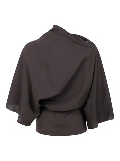 RICK OWENS DRAPED COWL-NECK TOP